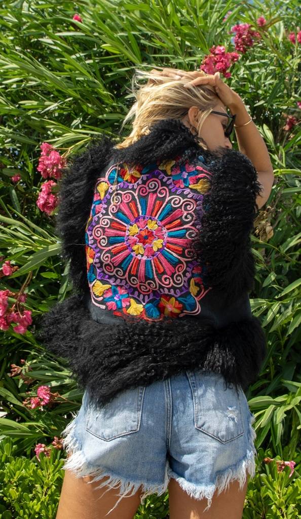 Passion Blanche GILET INDIA MONGOLIA NERA Negozi Online