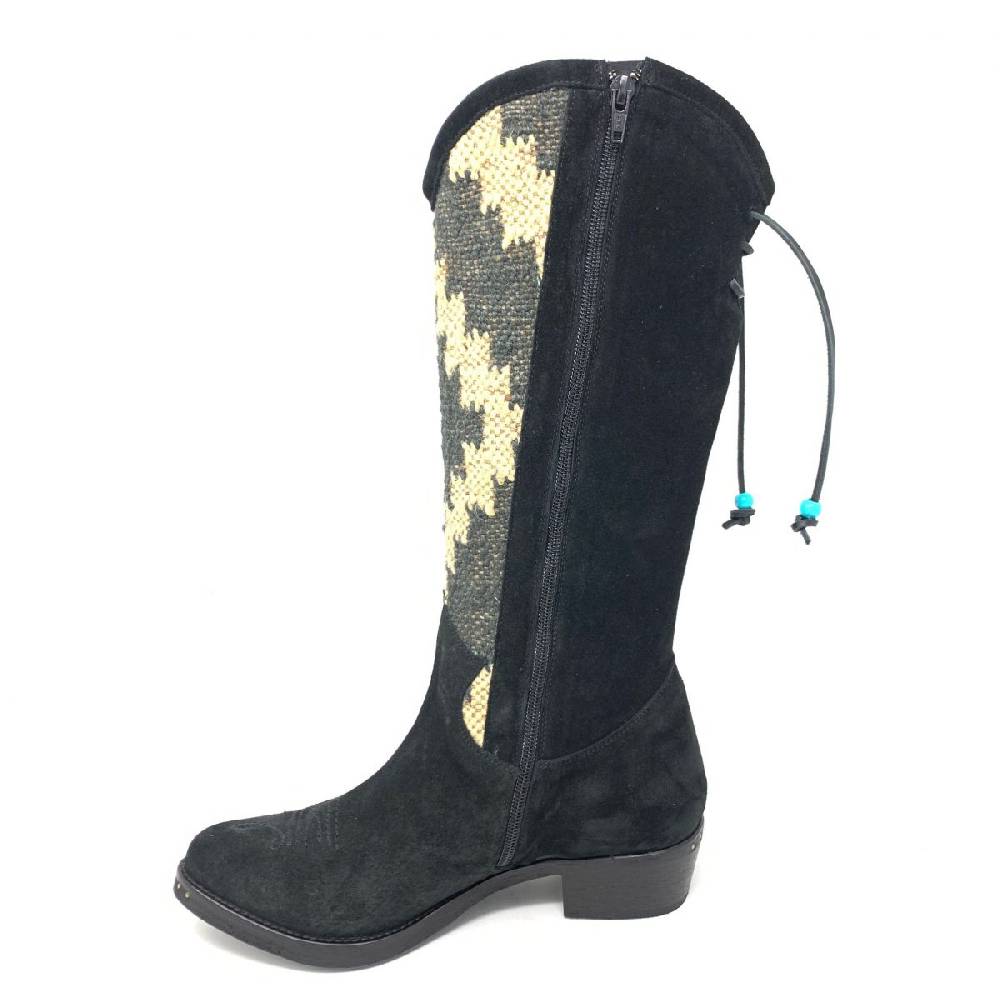 Passion Blanche Texano crosta nera e kilim Suola cuoio Vendita Economica