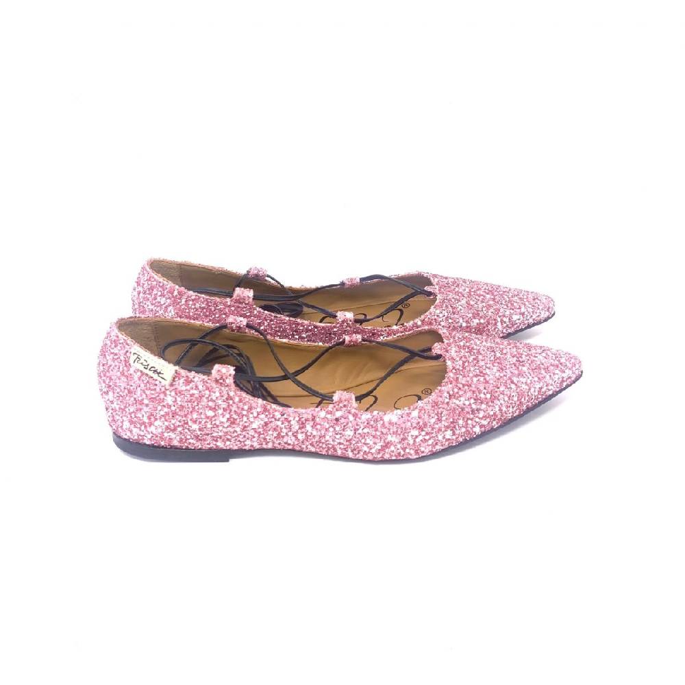 Passion Blanche Flat Shoes SILVIA BERRI “autografata” Glitter Rosa Super sconto