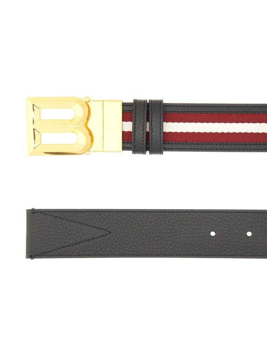 BALLY CINTURA "B BOLD" IN TESSUTO E PELLE Italia