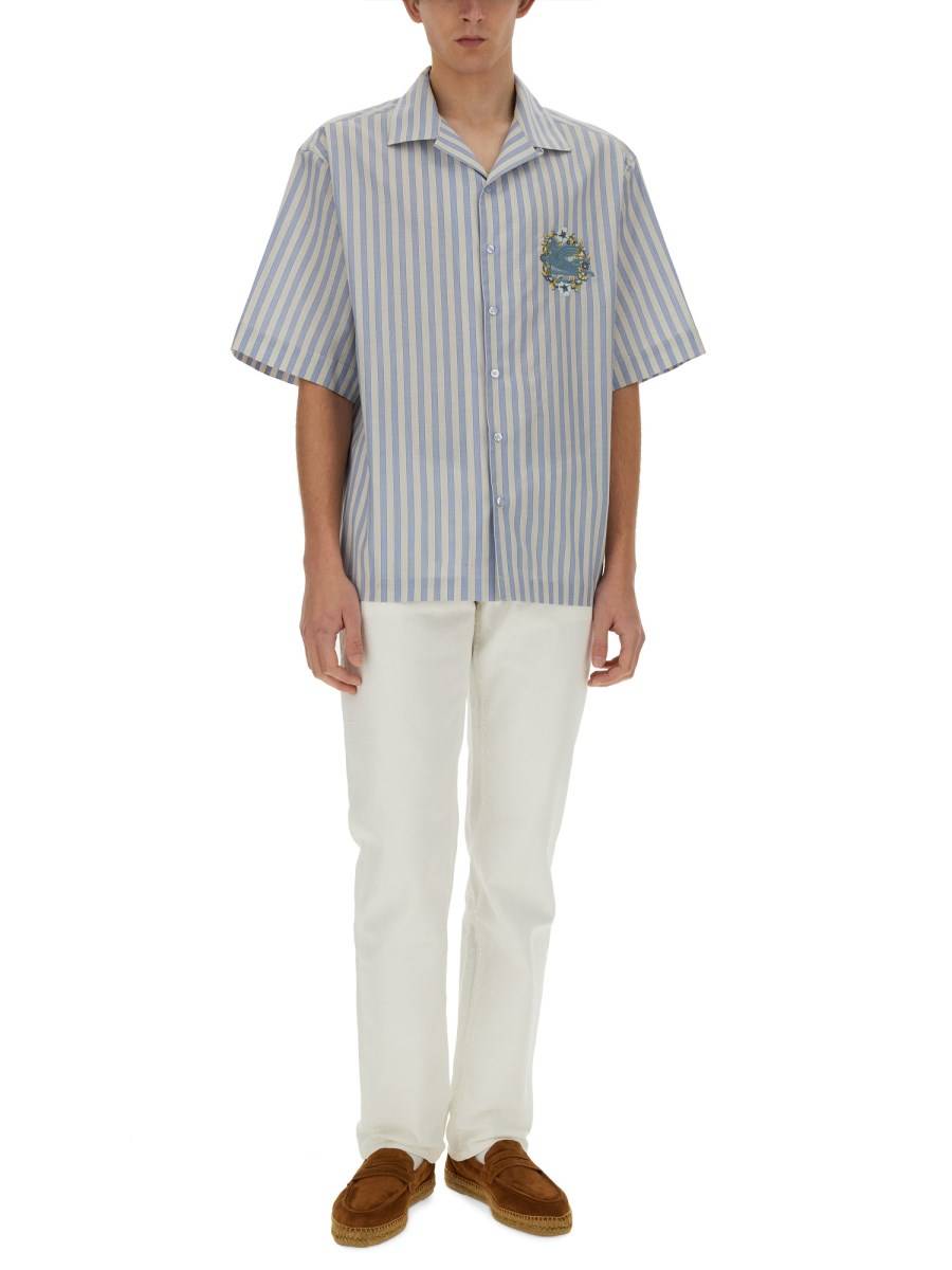 ETRO CAMICIA BOWLING A RIGHE CON LOGO RCAMATO Offerte