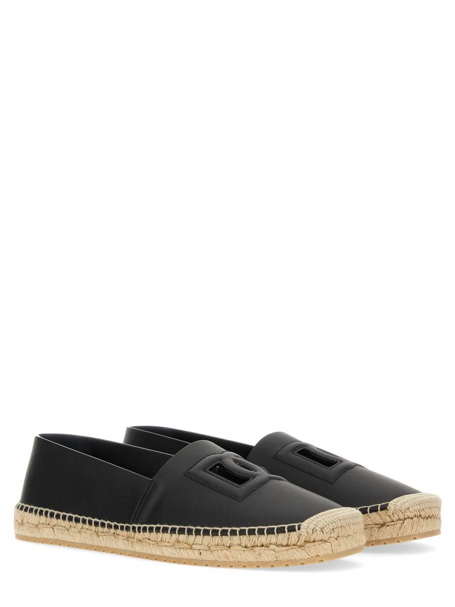 DOLCE & GABBANA ESPADRILLA IN PELLE CON LOGO Super sconto