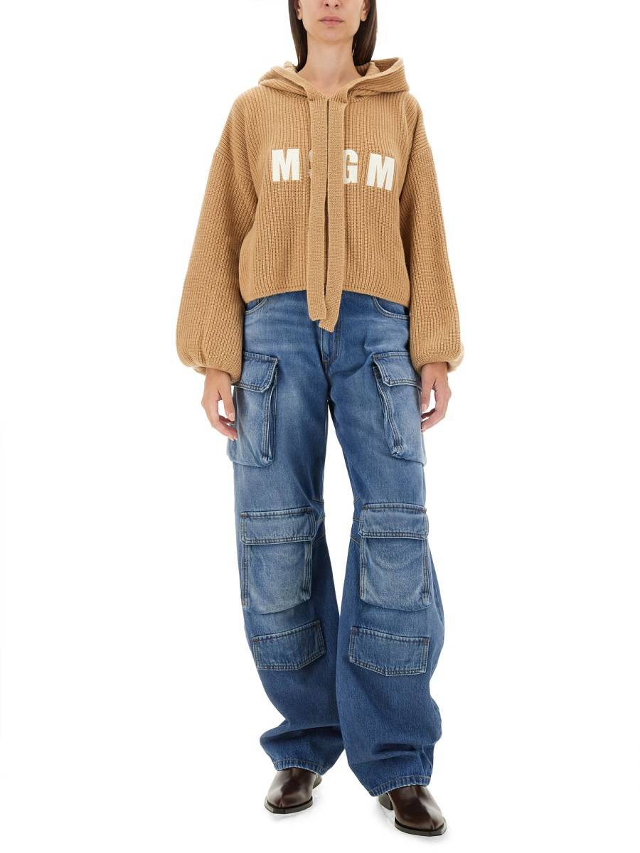 MSGM FELPA IN MAGLIA DI LANA CON LOGO Offerta natalizia