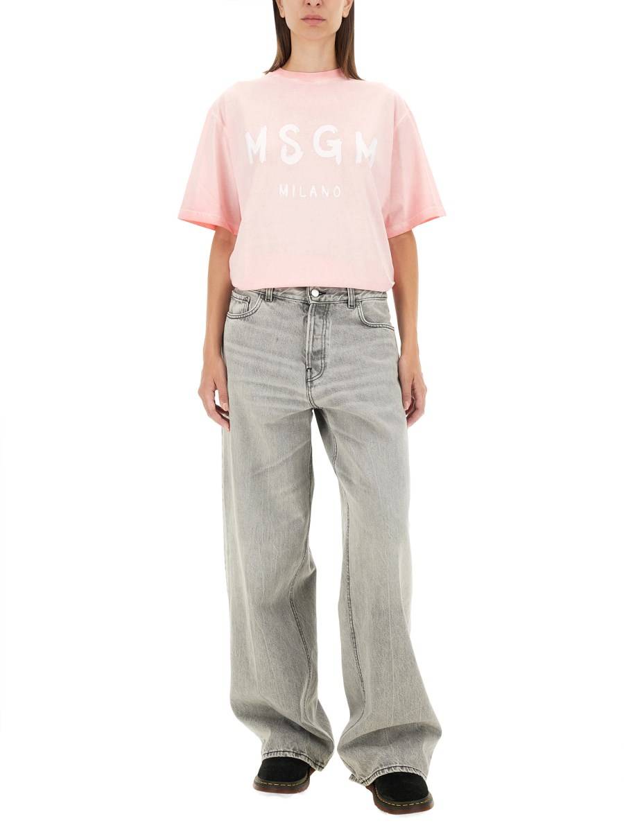 MSGM T-SHIRT IN JERSEY DI COTONE CON STAMPA LOGO Offerta Pasqua