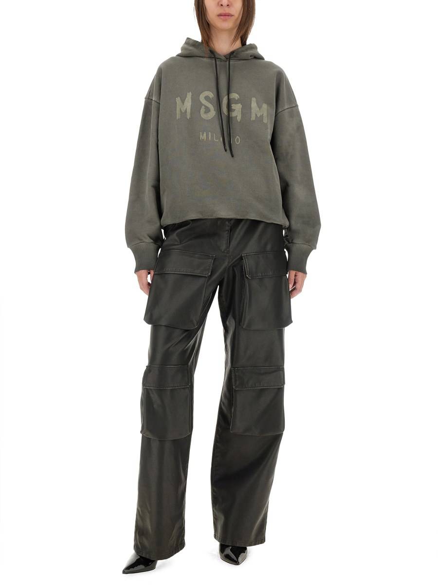 MSGM PANTALONE CARGO IN ECO PELLE Offerta per la Festa della Mamma