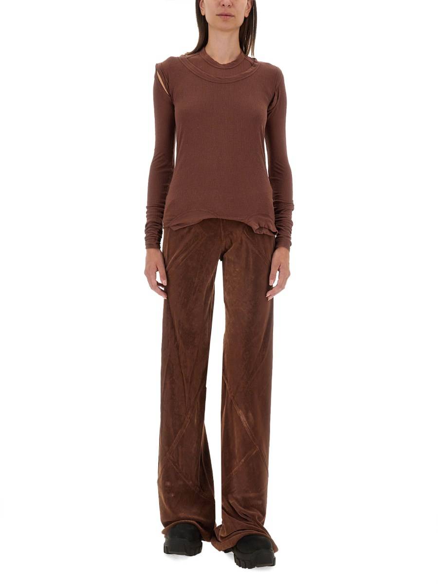 RICK OWENS T-SHIRT IN SETA E VISCOSA In vendita