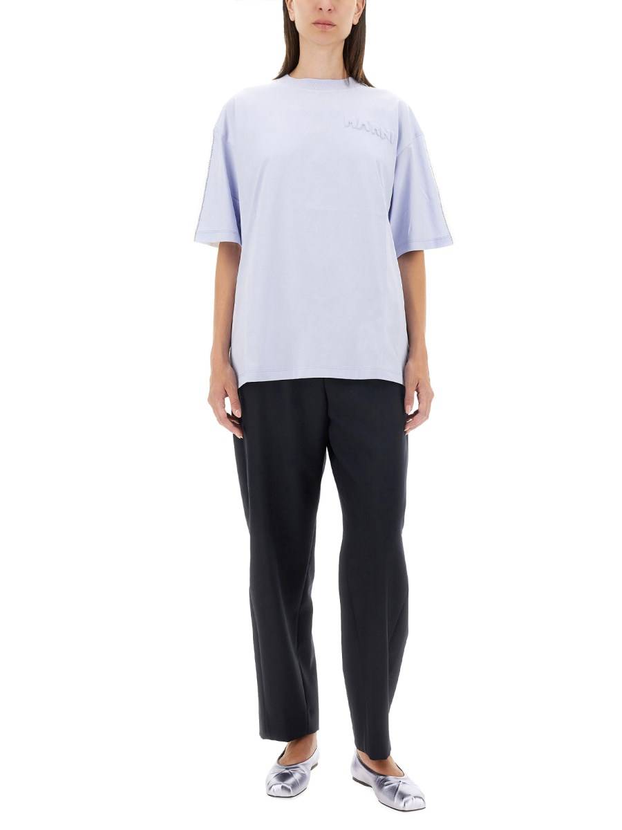 MARNI T-SHIRT IN JERSEY DI COTONE CON STAMPA LOGO Saldi