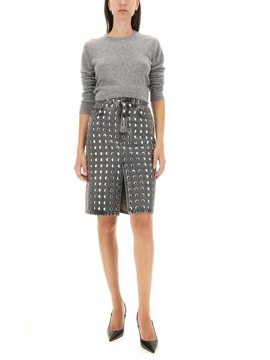 HAIKURE GONNA MIDI CON SPACCO E BORCHIE IN DENIM DI COTONE Vendite stagionali