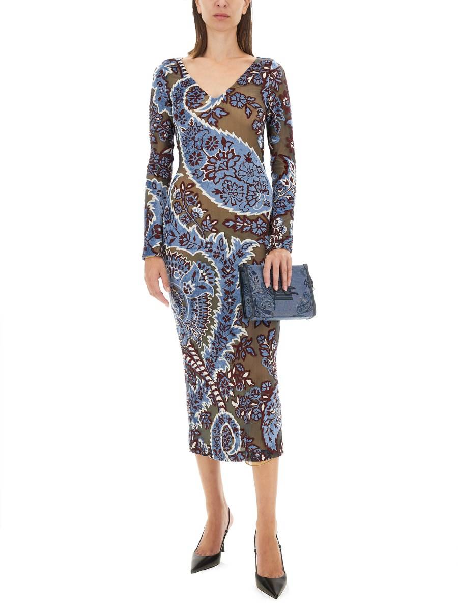 ETRO ABITO IN TULLE JACQUARD DI VELLUTO Black Friday