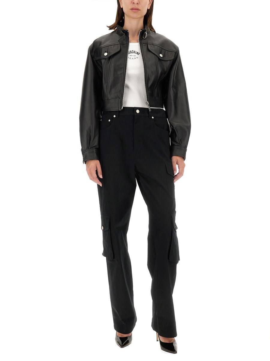 MOSCHINO JEANS GIACCA BIKER IN PELLE Offerta speciale della fabbrica