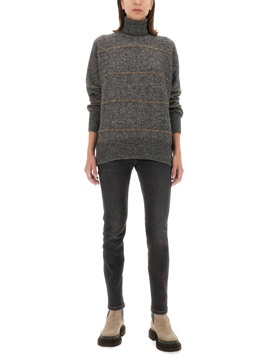 BRUNELLO CUCINELLI MAGLIA CON COLLO ALTO IN ALPACA Prezzo Ridotto