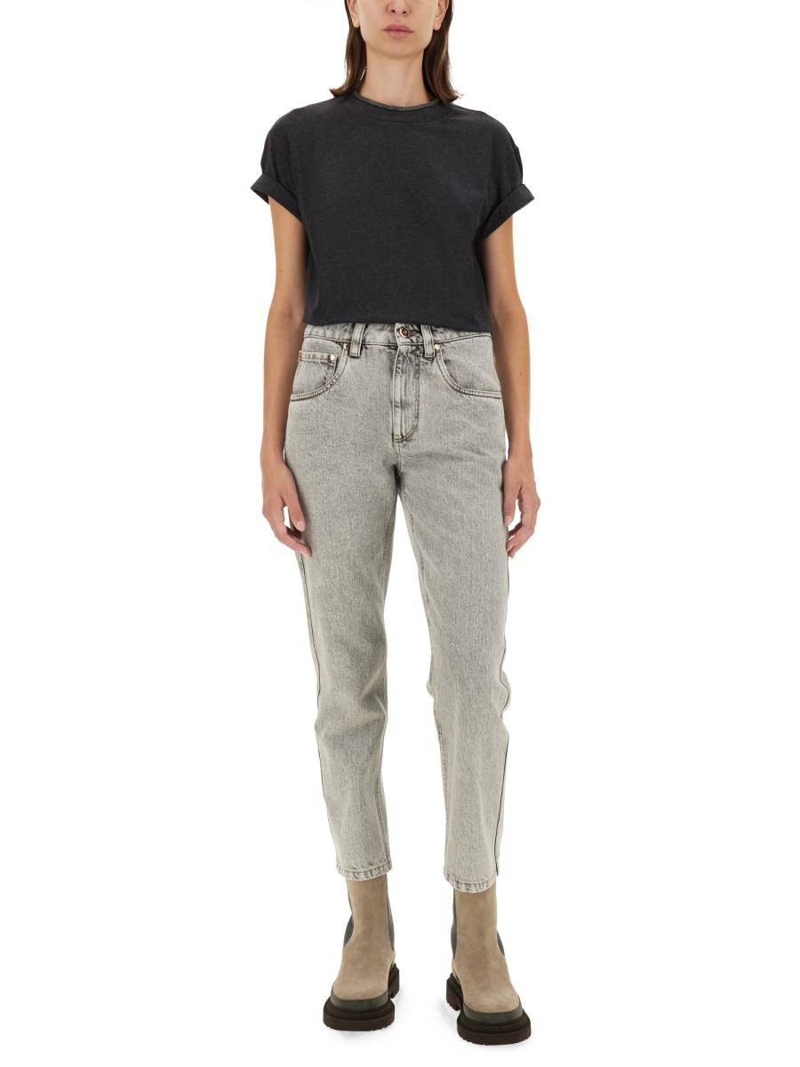 BRUNELLO CUCINELLI T-SHIRT IN JERSEY DI COTONE CON MONILE Sottocosto