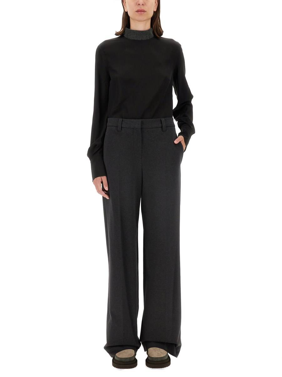 BRUNELLO CUCINELLI BLUSA IN CREPE DE CHINE DI SETA CON MONILE Presa