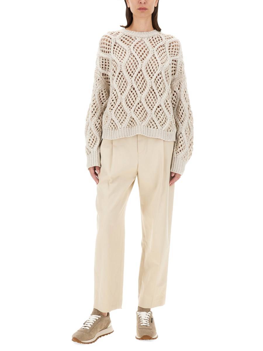 BRUNELLO CUCINELLI MAGLIA IN CASHMERE TRAFORATO In Vendita