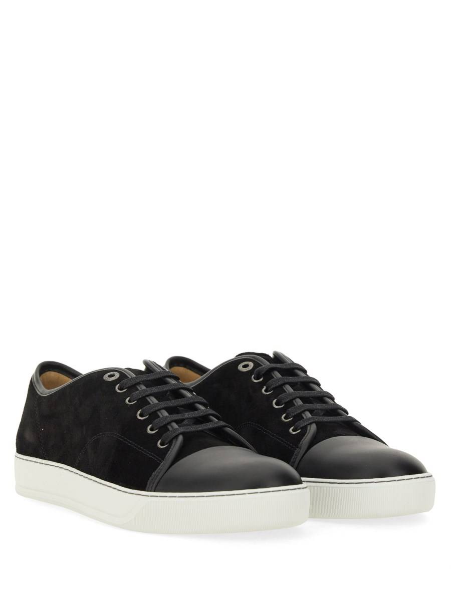 LANVIN SNEAKER IN SUEDE CON CAP TOE IN PELLE LUCIDA Bestseller