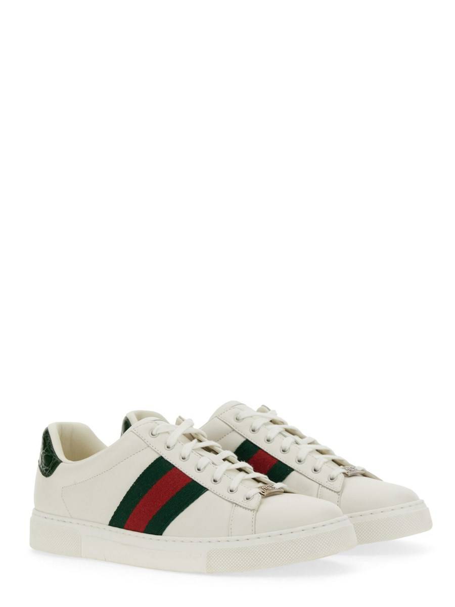 GUCCI SNEAKER "ACE" IN PELLE CON DETTAGLIO WEB Offerta natalizia
