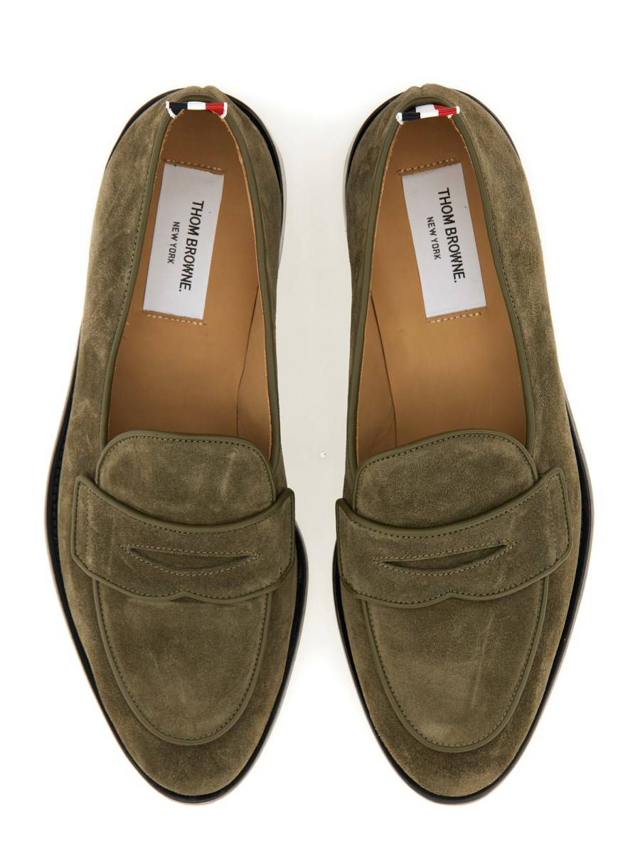 THOM BROWNE MOCASSINO VARSITY "PENNY" IN SUEDE Saldi