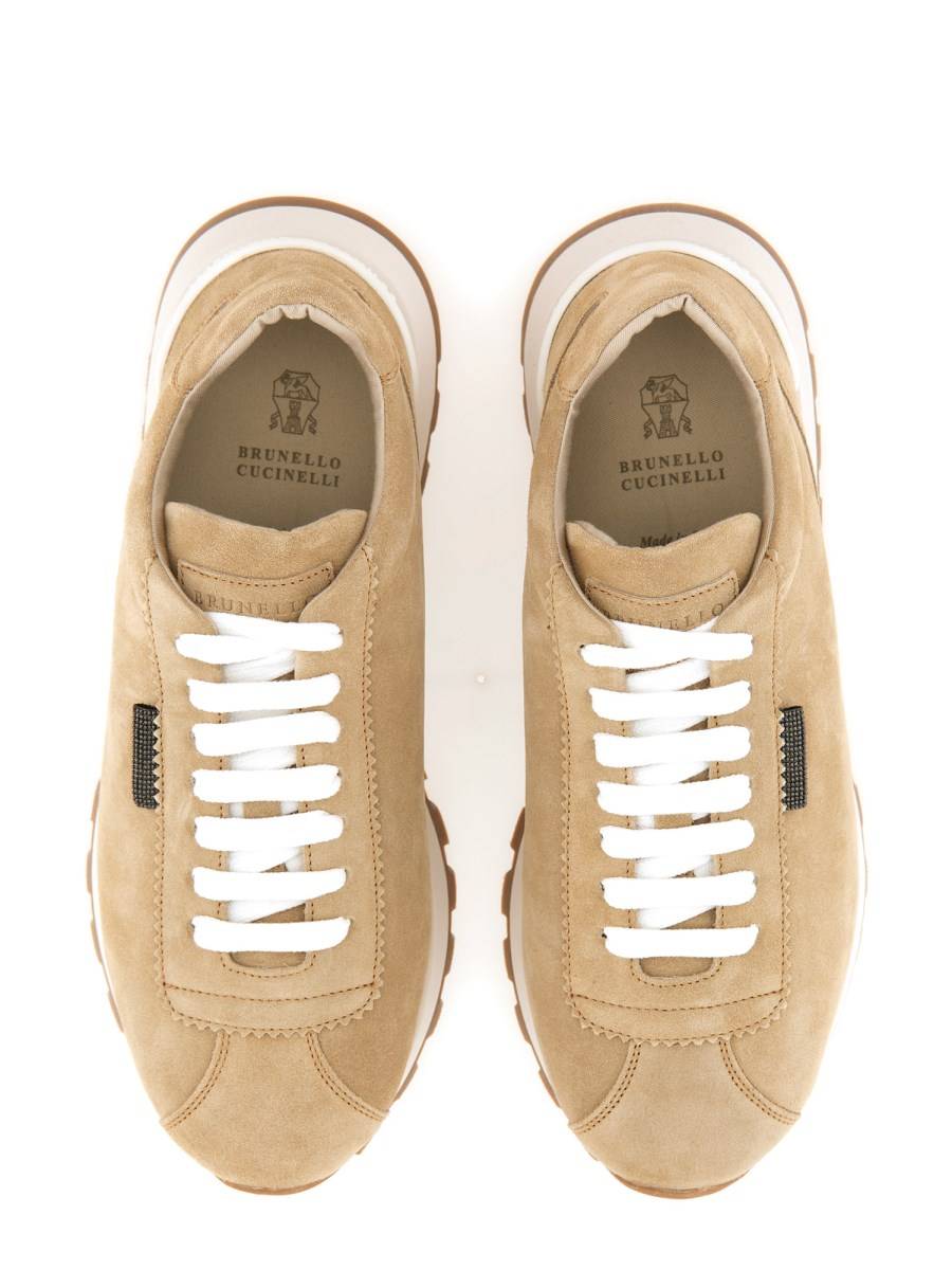 BRUNELLO CUCINELLI SNEAKER IN CAMOSCIO CON SHINY TAB Negozio online di fabbrica