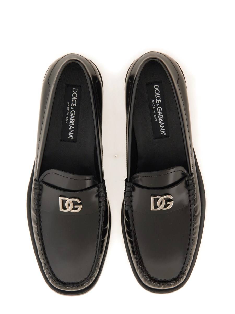 DOLCE & GABBANA MOCASSINO IN PELLE SPAZZOLATA CON LOGO Offerta Giorno del Papà