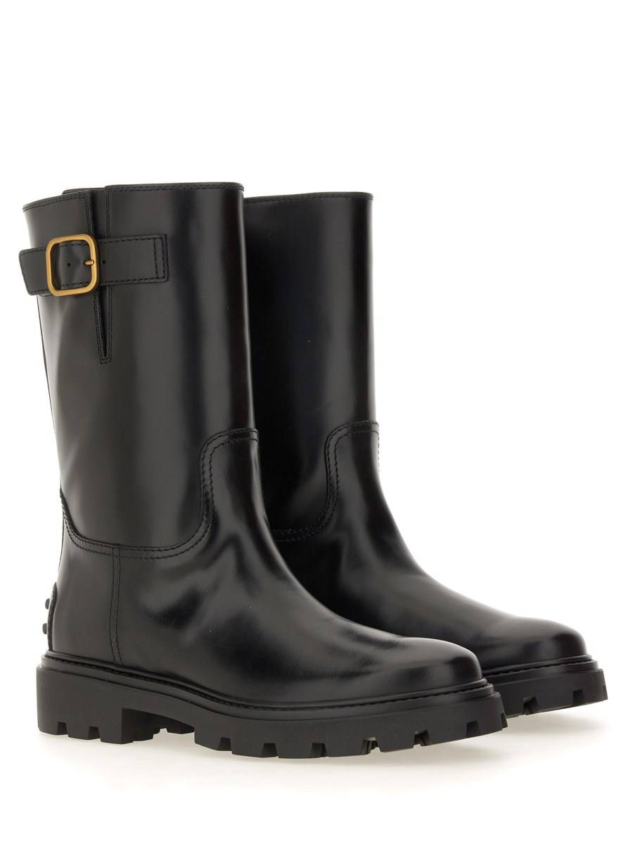 TOD&#39;S STIVALE BIKER IN PELLE Liquidazione