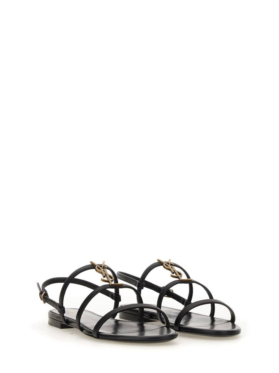SAINT LAURENT SANDALI FLAT CASSANDRA IN PELLE Officina
