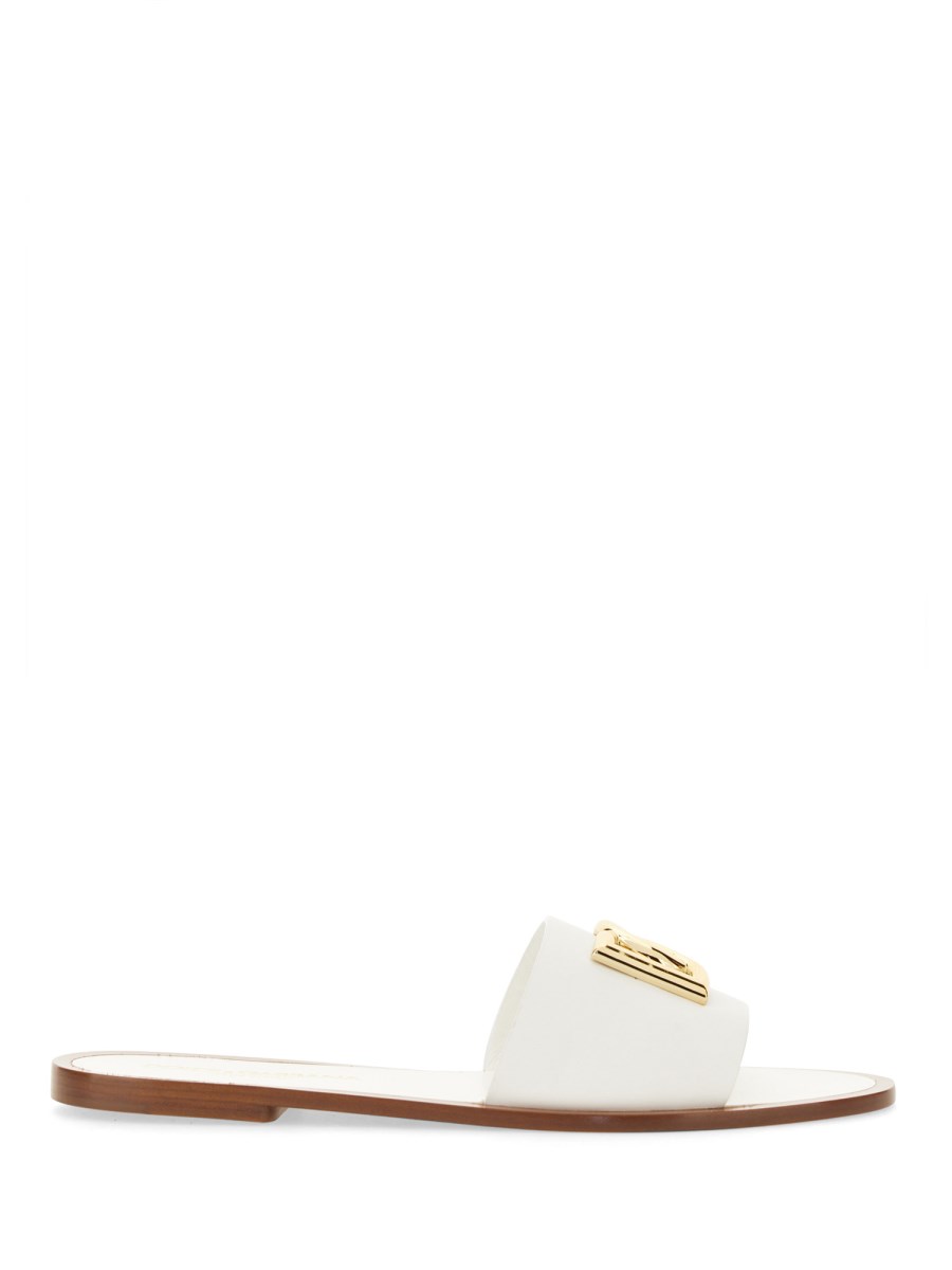 DOLCE & GABBANA SANDALO SLIDE IN PELLE CON LOGO Sottocosto
