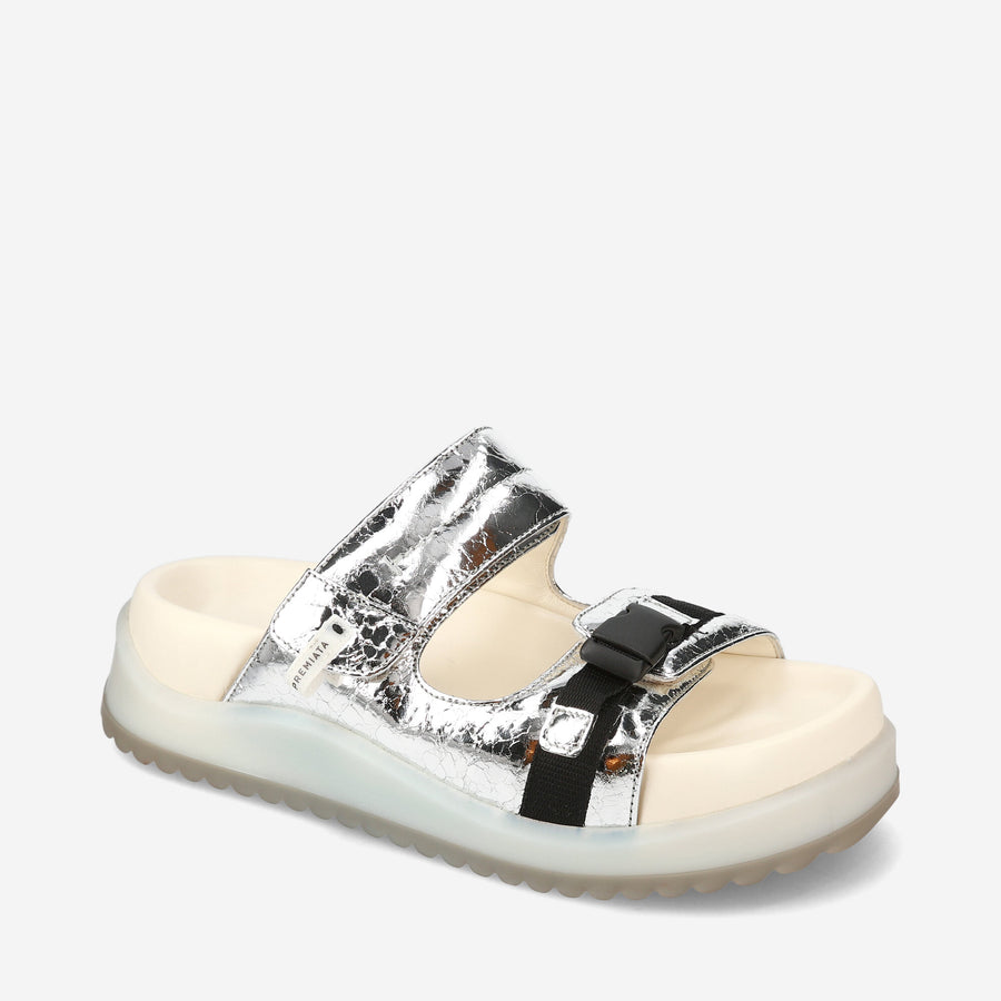 Premiata Sandali bassi M6701A in laminato silver Offerta Pasqua