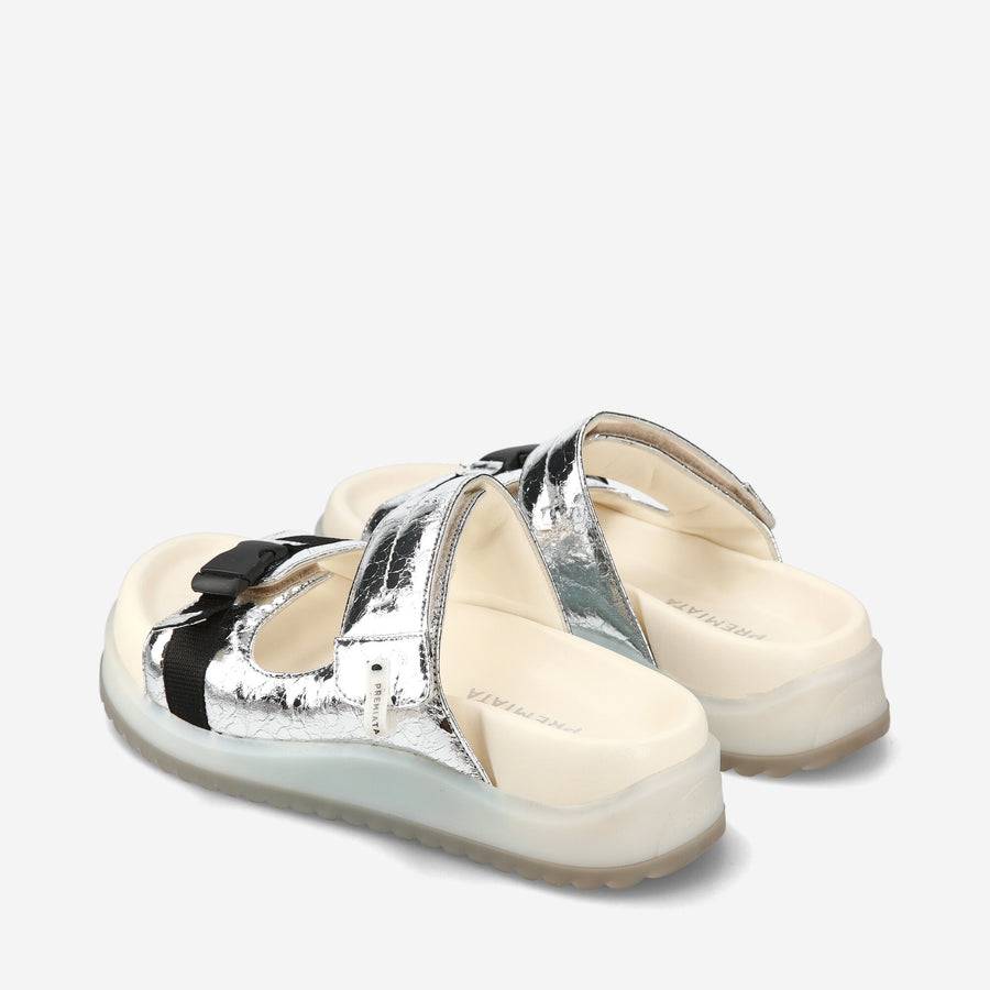 Premiata Sandali bassi M6701A in laminato silver Offerta Pasqua