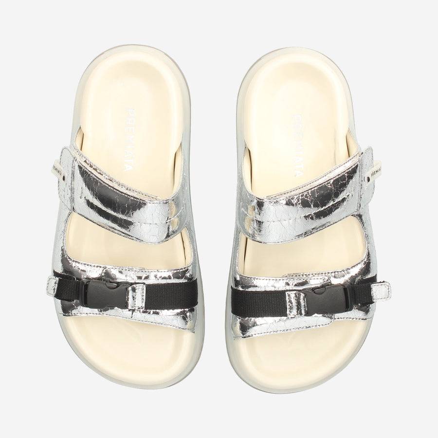 Premiata Sandali bassi M6701A in laminato silver Offerta Pasqua