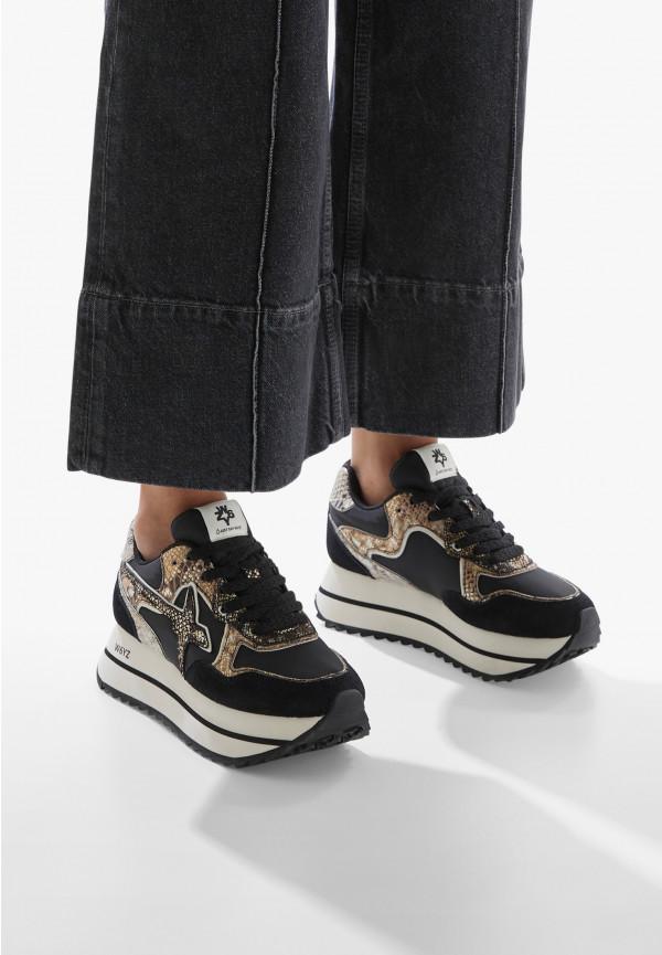 W6yz Sneakers in tessuto tecnico e suede Nero -DEVA W Sottocosto
