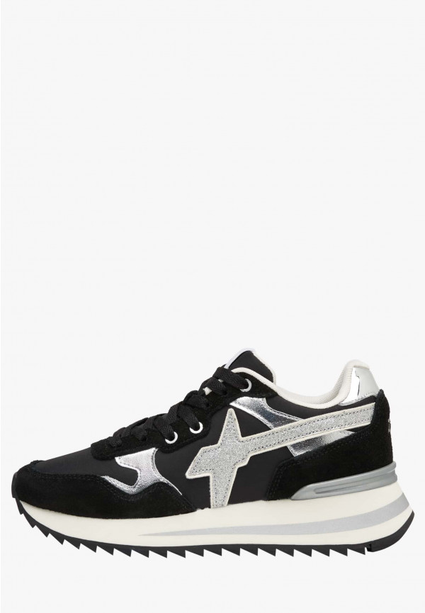 W6yz Sneakers in tessuto tecnico e suede Nero-Argento -YAK-W Outlet