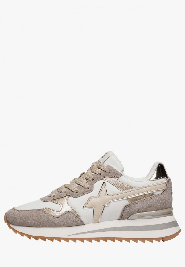 W6yz Sneakers in tessuto tecnico e suede Platino -YAK-W Offerte