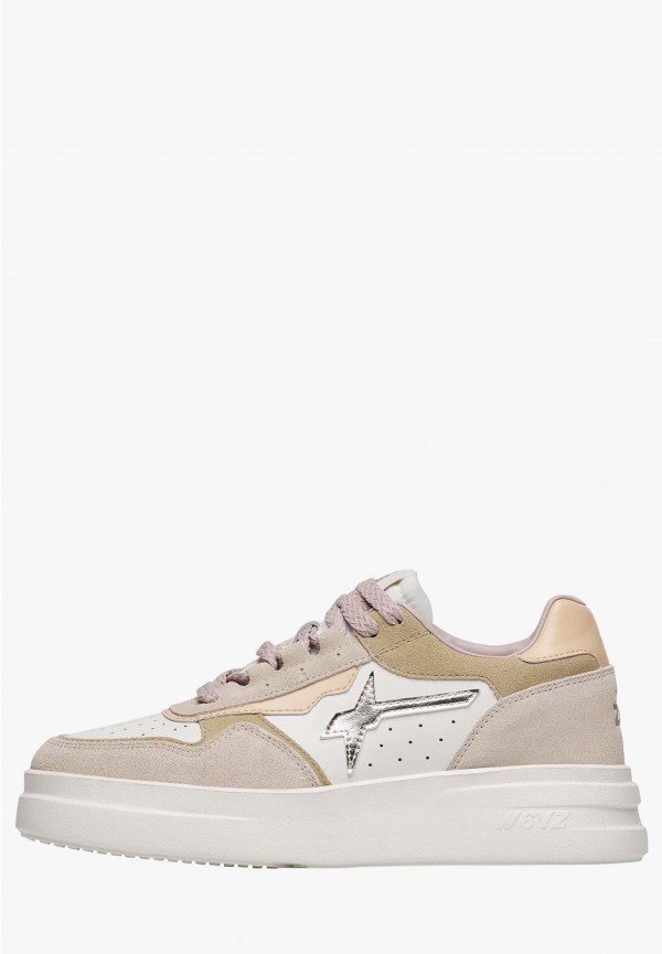 W6yz Sneaker in pelle e suede Bianco panna -XENIA W In Linea