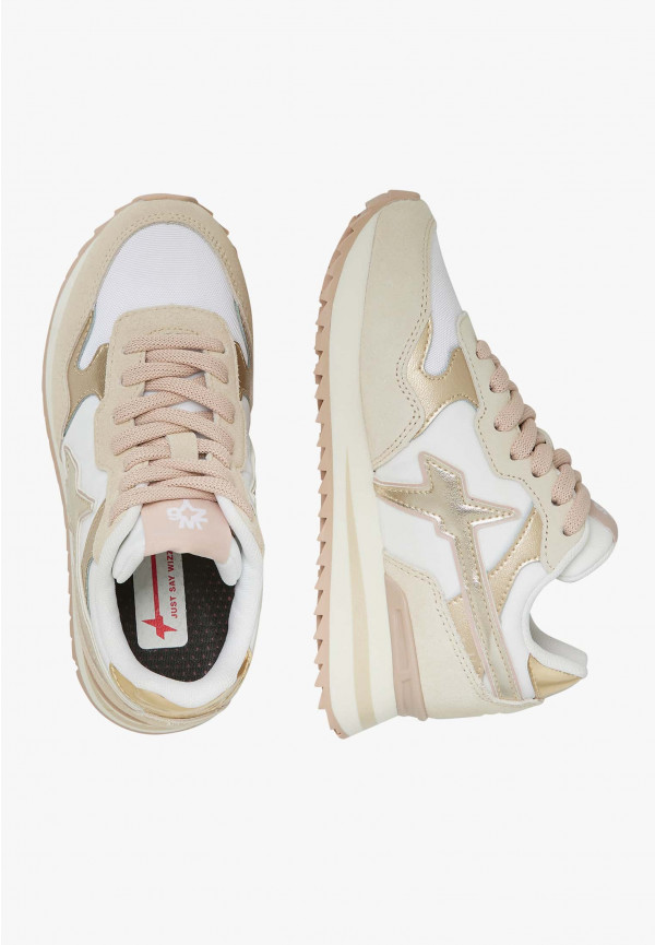 W6yz Sneakers in suede e tessuto tecnico Bianco-Beige -YAK-J Fino al 55% di sconto