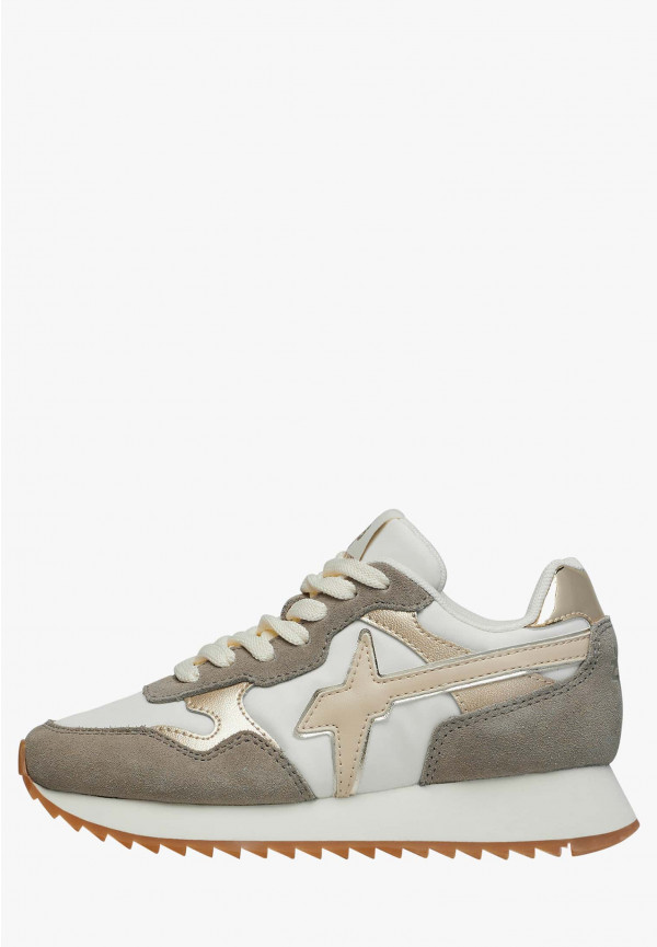 W6yz Sneakers in suede e tessuto tecnico Bianco-Marrone -YAK-J Sconto