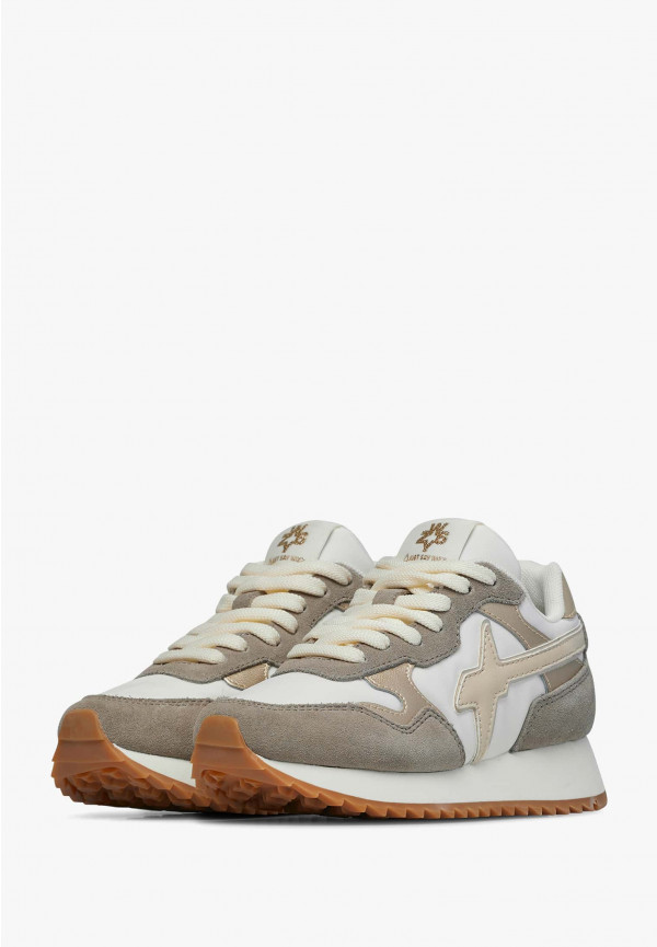 W6yz Sneakers in suede e tessuto tecnico Bianco-Marrone -YAK-J Sconto