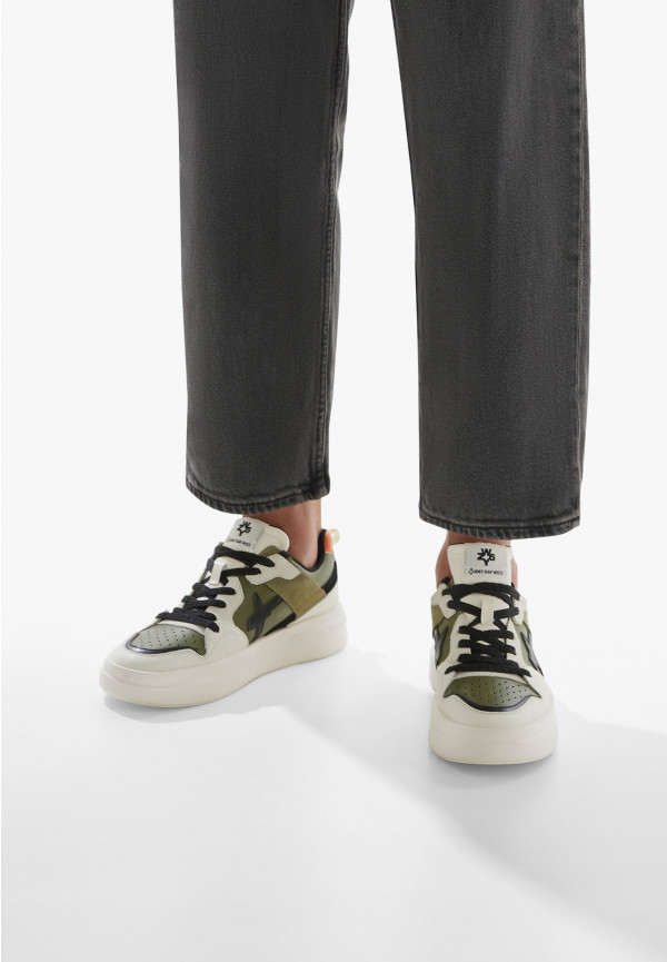 W6yz Sneakers in ecopelle e suede Militare -BOND 2-M Saldi Di Fabbrica