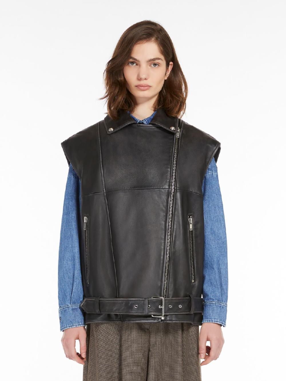 Weekend Gilet oversize in pelle In Linea