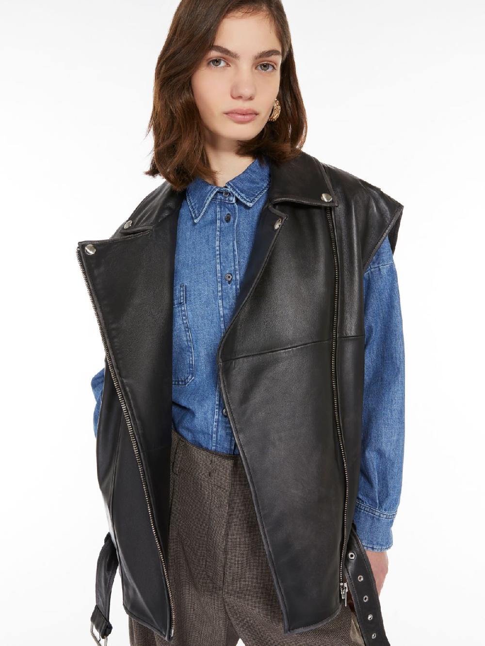 Weekend Gilet oversize in pelle In Linea