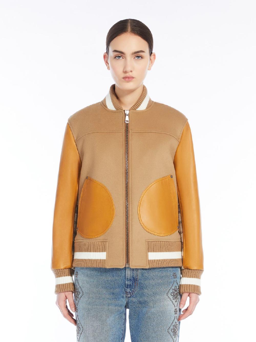 Weekend Bomber in lana velluto e pelle Vendita Calda