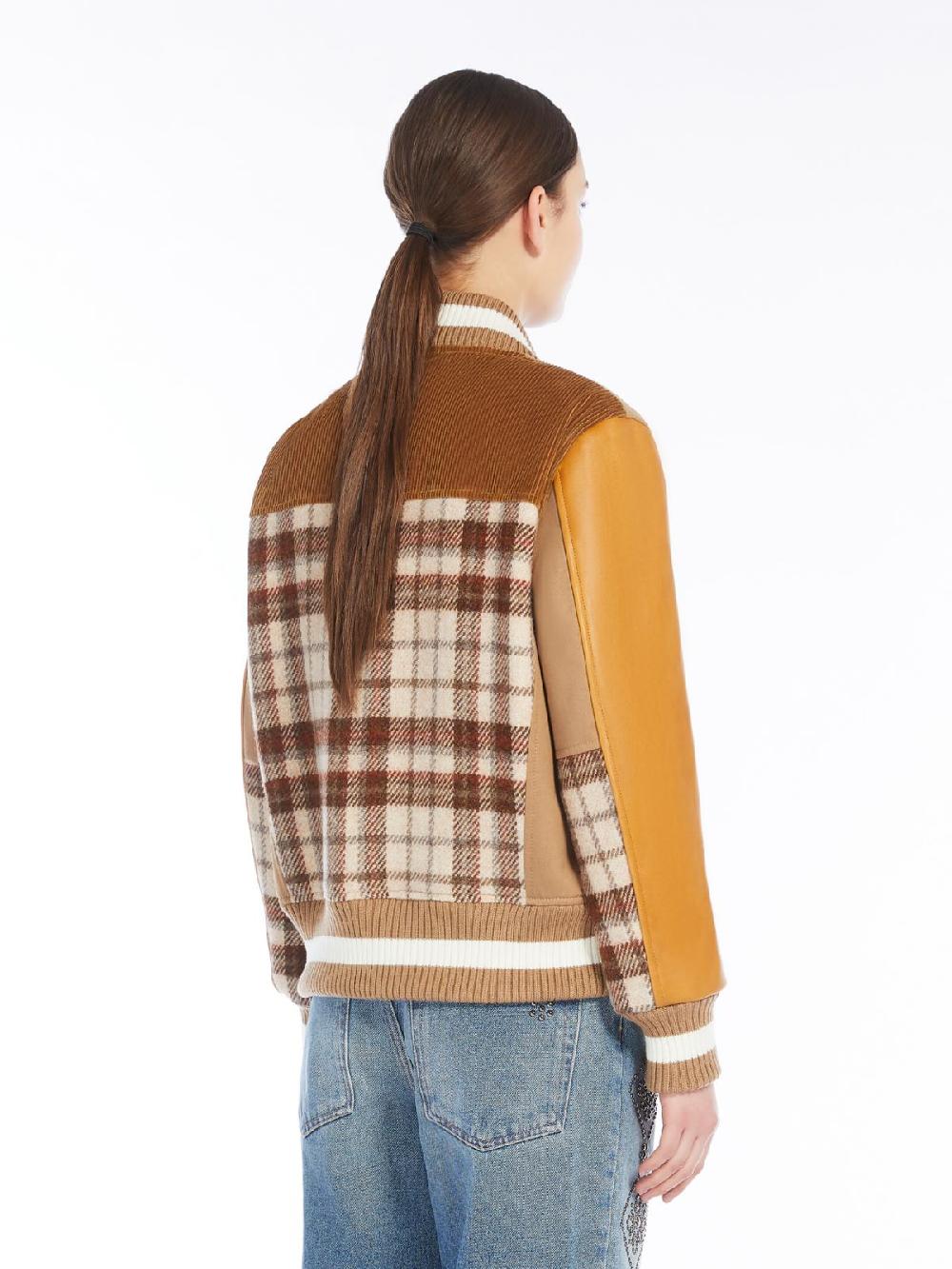 Weekend Bomber in lana velluto e pelle Vendita Calda