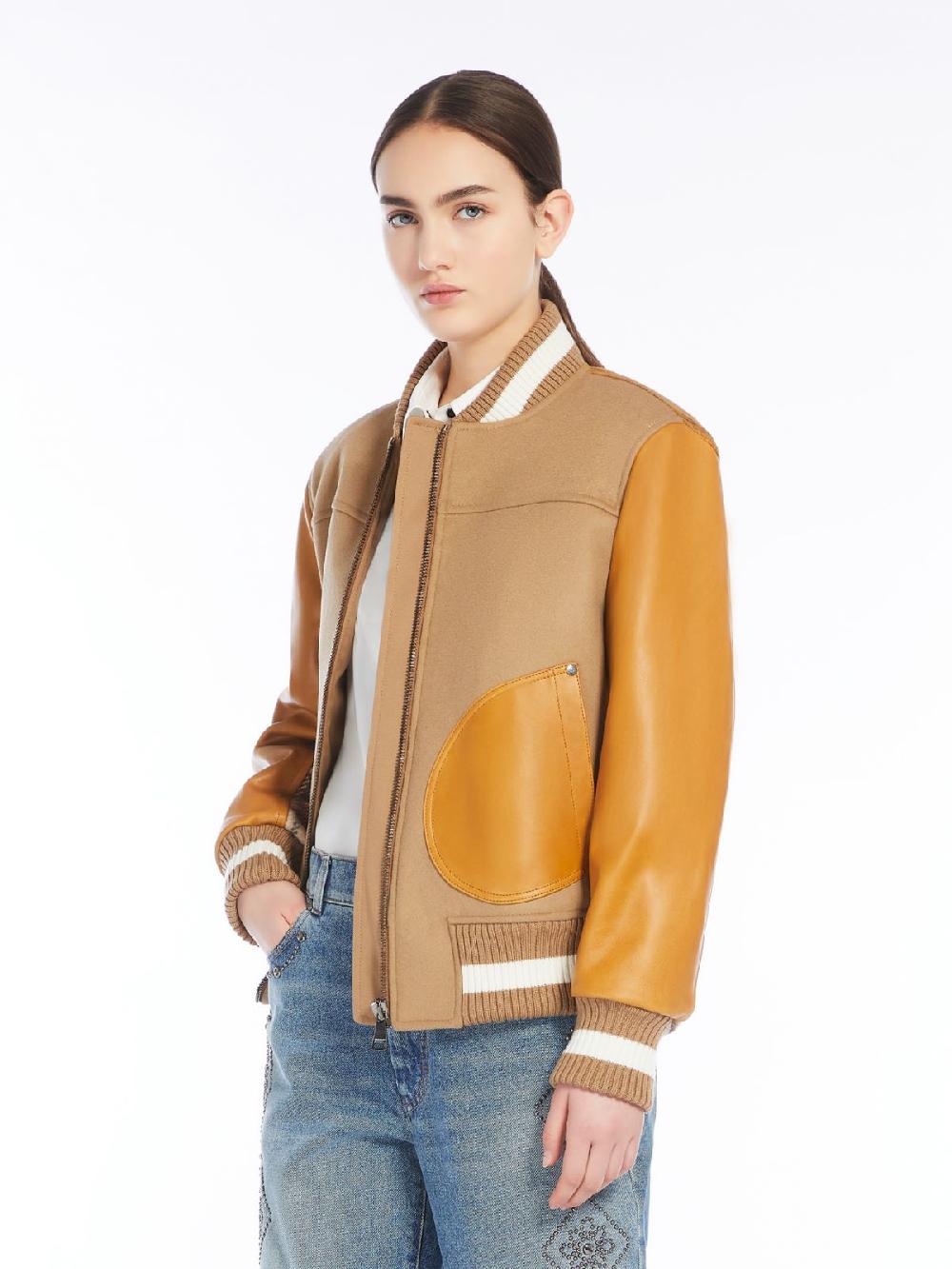 Weekend Bomber in lana velluto e pelle Vendita Calda