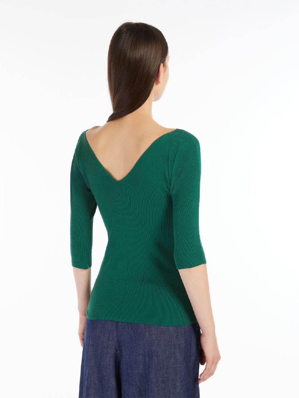 Weekend Maglia a V in viscosa a coste Promozione Limitata