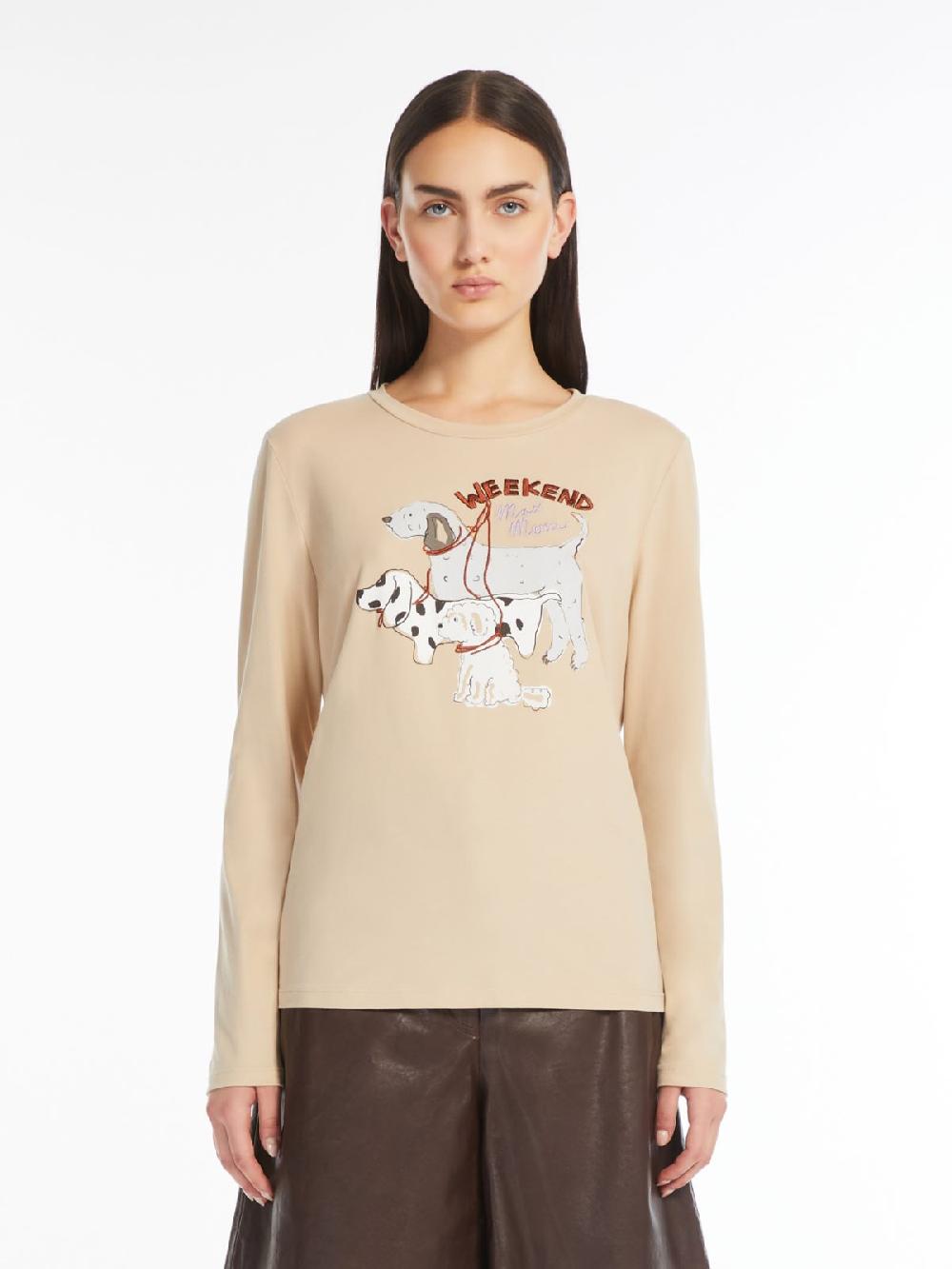 Weekend T-shirt in cotone con stampa e ricami Fino al 60% di sconto