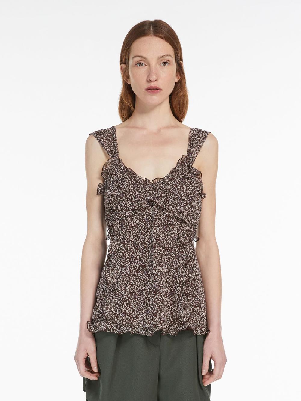 Weekend Top in georgette di seta stampata Fino al 65% di sconto