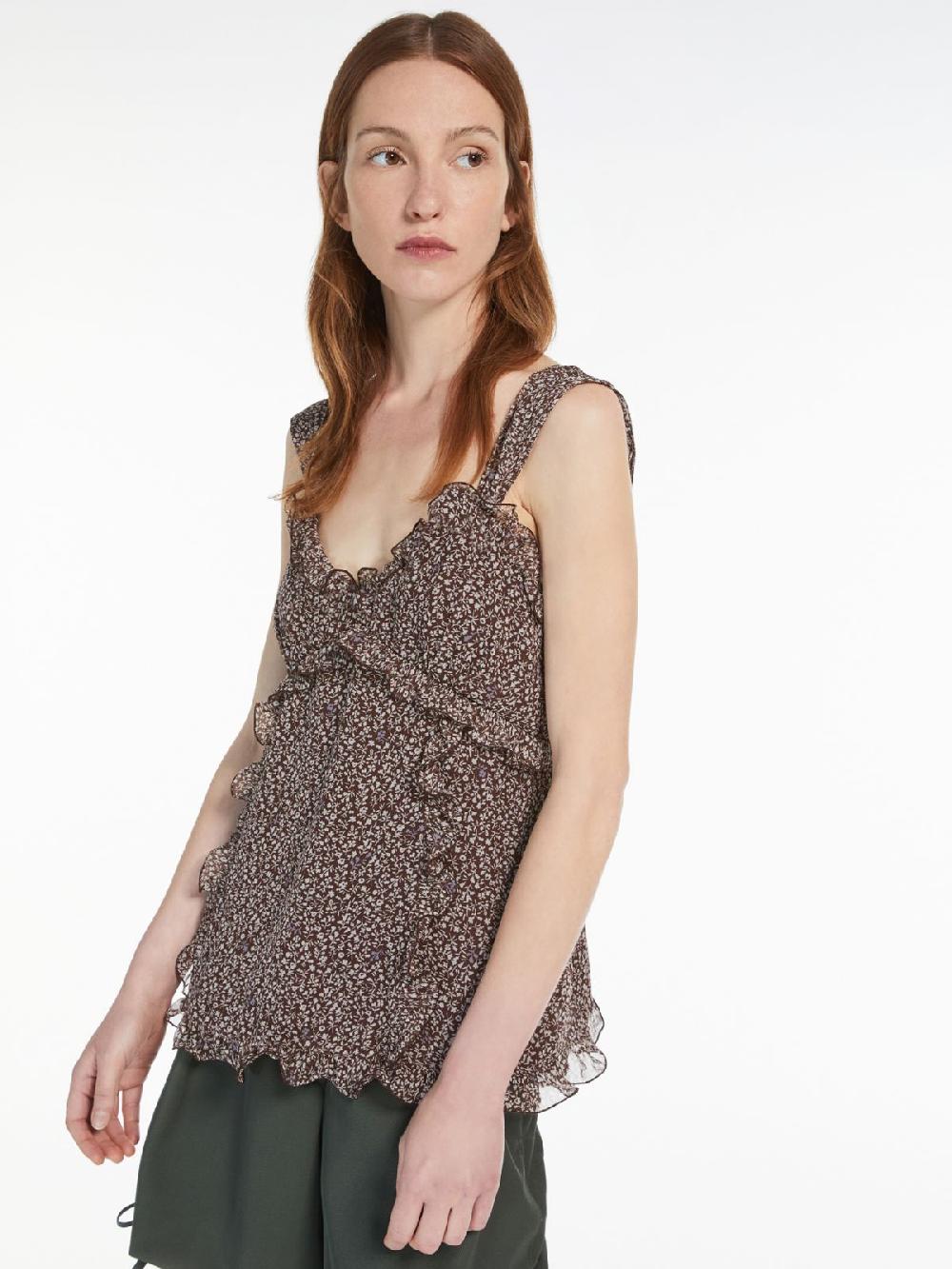 Weekend Top in georgette di seta stampata Fino al 65% di sconto