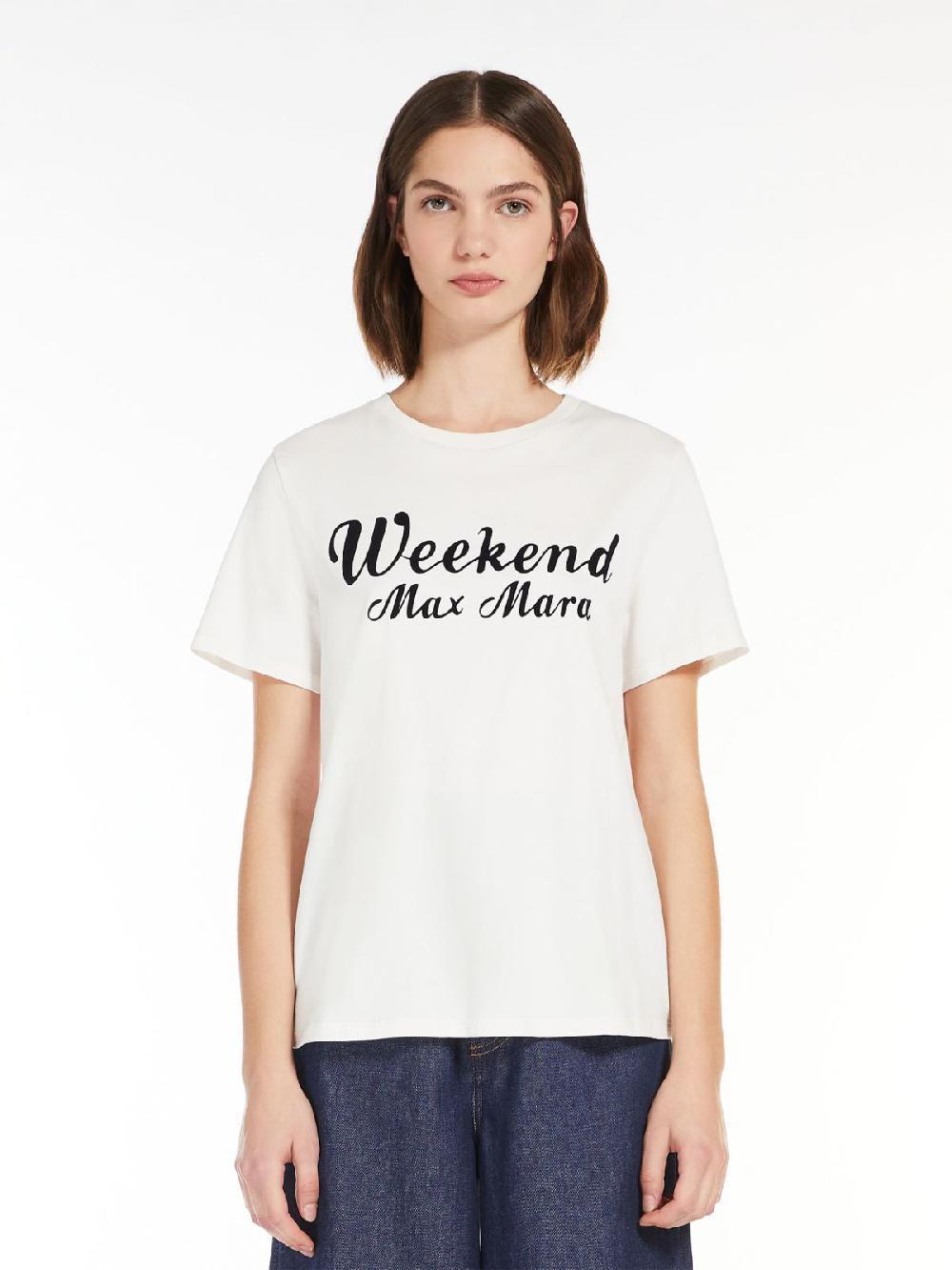 Weekend T-shirt in cotone con stampa Sostegno trimestrale