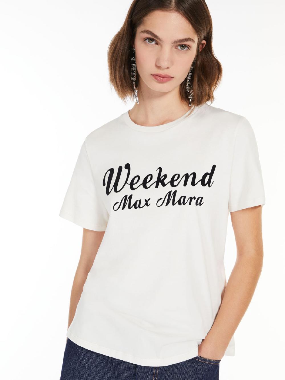 Weekend T-shirt in cotone con stampa Sostegno trimestrale