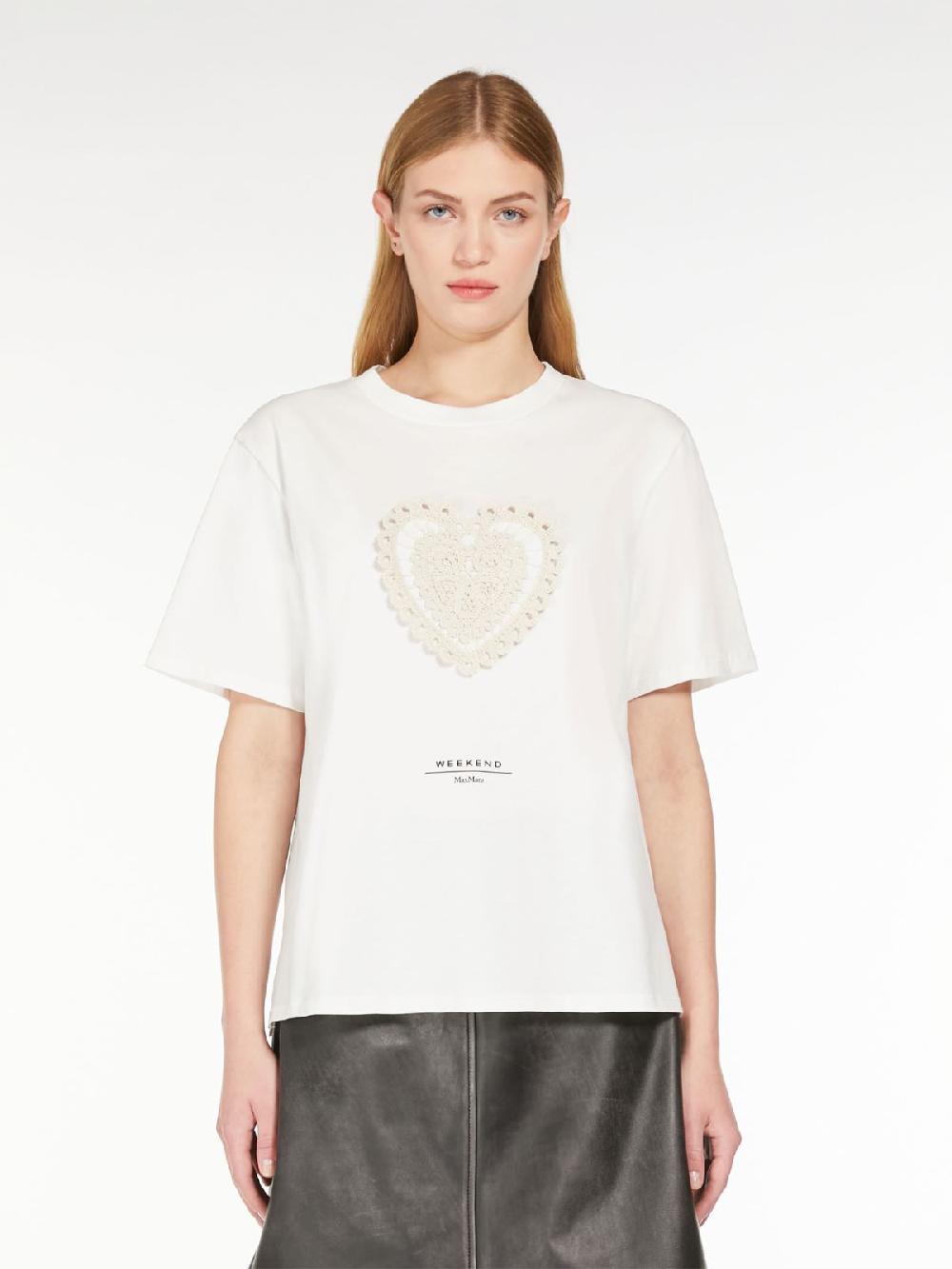 Weekend T-shirt in cotone con lettering ricamato Trasporto libero internazionale