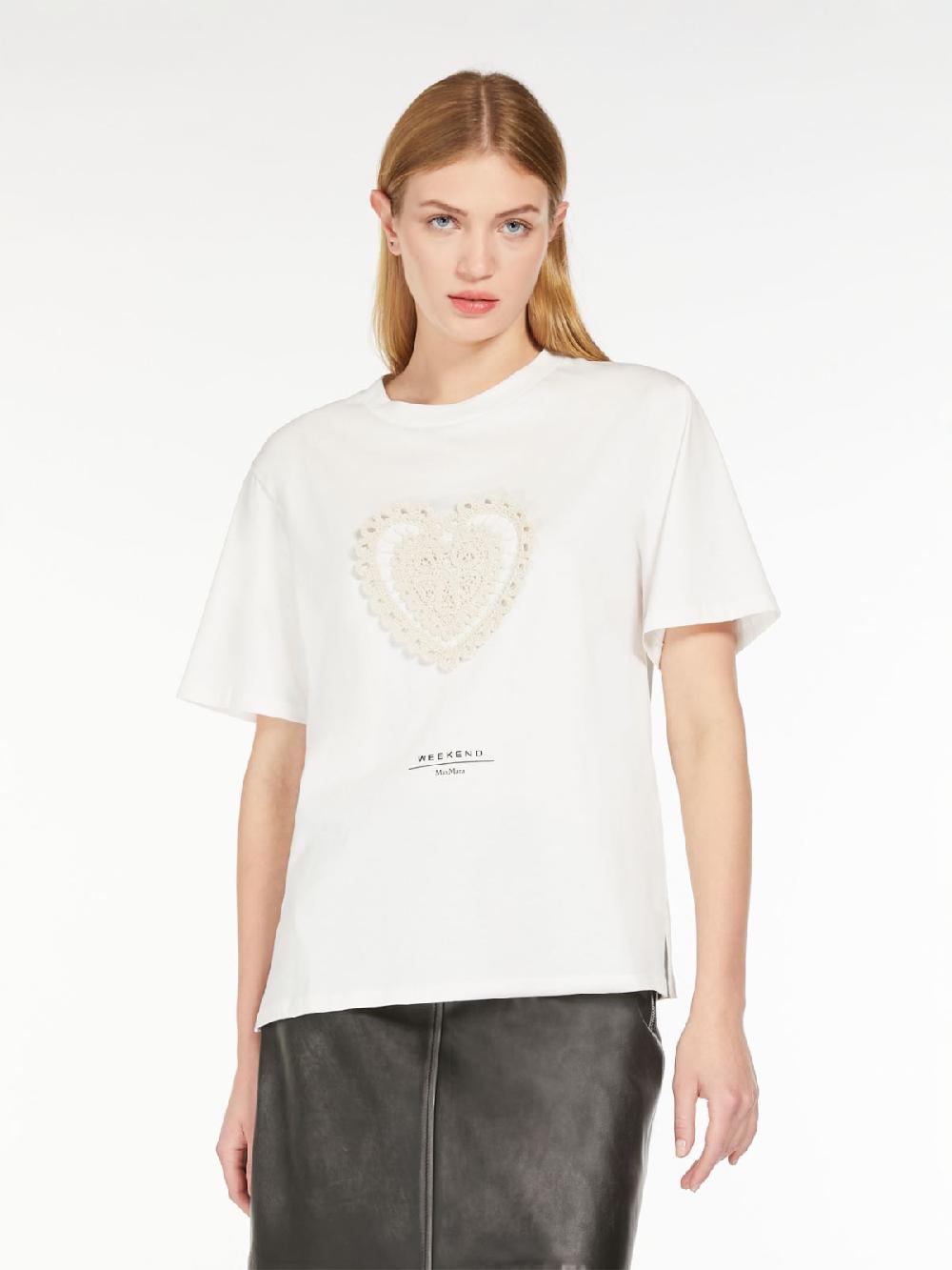 Weekend T-shirt in cotone con lettering ricamato Trasporto libero internazionale